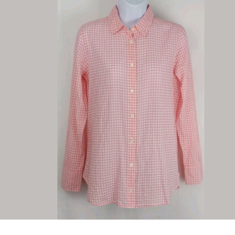 J Crew Pink white check Blouse

Size 4